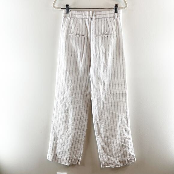 Abercrombie & Fitch High Rise Linen Striped Wide Leg Pants White 27 - Picture 4 of 4